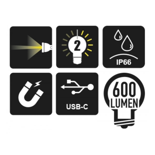 Lanterna Alumínio Articulada Magnética c/Led 600lm Recarregável 1837F/USB BETA-d67eb257-76f3-4382-8934-480a7e2b5590