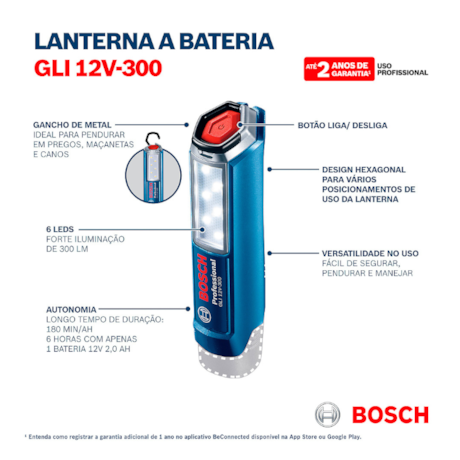 Lanterna Refletora de Led 12V sem Bateria sem Carregador GLI 12V-300 BARE BOSCH-b885238b-b106-4fc9-975d-885a77692d61