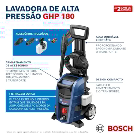 Lavadora de Alta Pressão 1800 PSI/Libras 240L/h 1500W GHP 180 BOSCH-92611570-01f6-4154-8311-2f60a69d9185