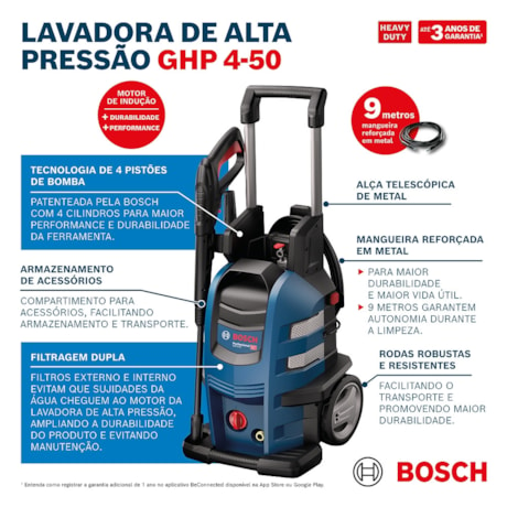 Lavadora de Alta Pressão 2500 PSI/Libras 440L/h 2200W 220V 0600910FE0 GHP 4-50 BOSCH-07fbe668-3d1a-4843-b282-14a7b7963660