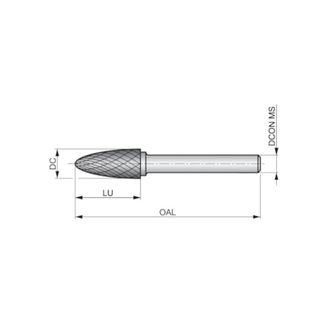 Lima Rotativa Metal Duro Arredondada 9,60 x 19,00 x 64,00mm H6 Duplo P811 DORMER