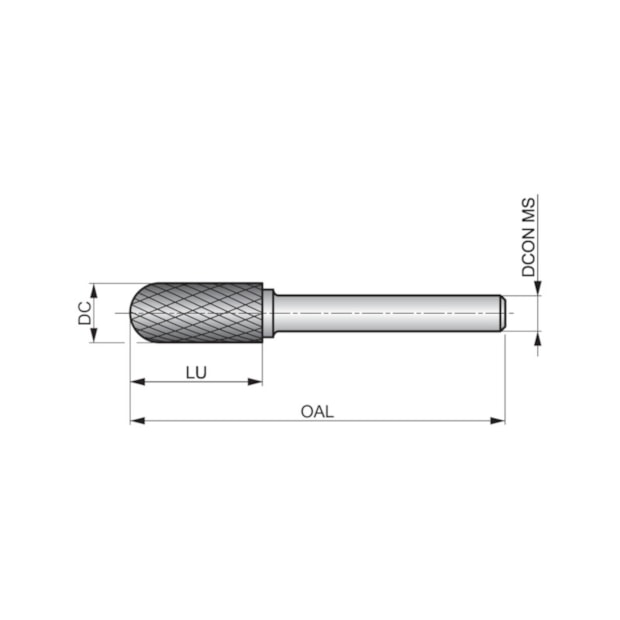 Lima Rotativa Metal Duro Cilíndrica Arredondada 9,60 x 19,00 x 64,00mm H6 Duplo P805 DORMER-326912af-0ed0-4fb1-8e88-1352deb1185e