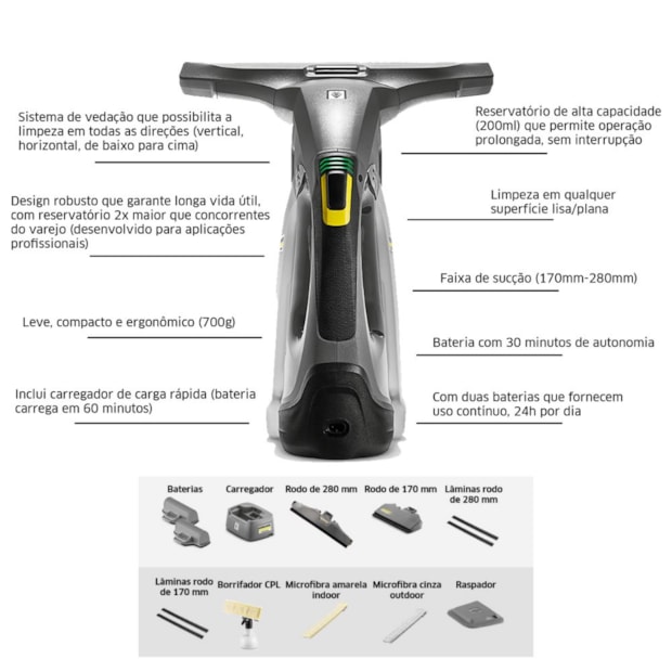 Limpador de Superfícies Lisas e Janela Vidro 200ml com Bateria WVP 10 KARCHER-91d1d789-66e5-4899-8948-e5aa85c4eb65