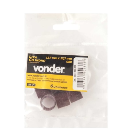 Lixa Cilíndrica para Microrretífica 12,7x12,7mm G80 com 6 Peças 6061500032 VONDER-3fd7dc53-02b6-4b5d-bbcb-40b47e133b12