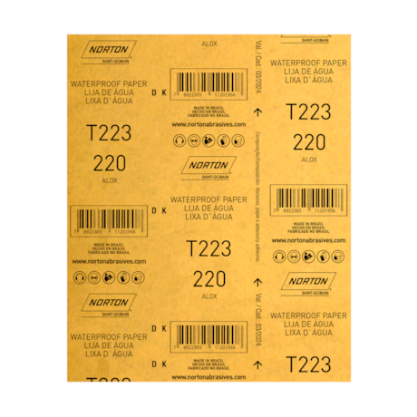 Lixa D'Água Grão 220 Folha 225X275MM T 223 NORTON-057211a6-c2ea-4d11-a463-f29de5b9c6fa