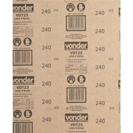 Lixa D'Água Grão 240 com 100 Peças 1251024000 VONDER-43acb8da-c46b-42d0-b626-9990d4d679ae