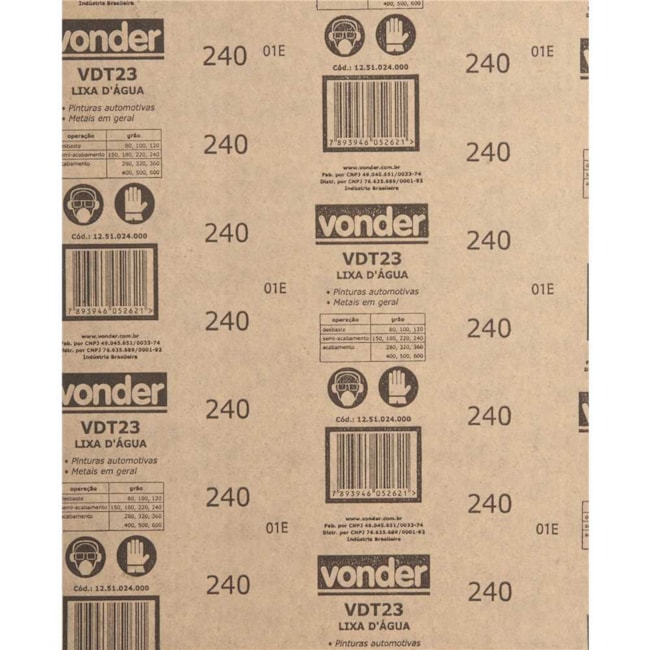 Lixa D'Água Grão 240 com 100 Peças 1251024000 VONDER-1c0085bc-f82b-41cc-b224-071fccb0af69
