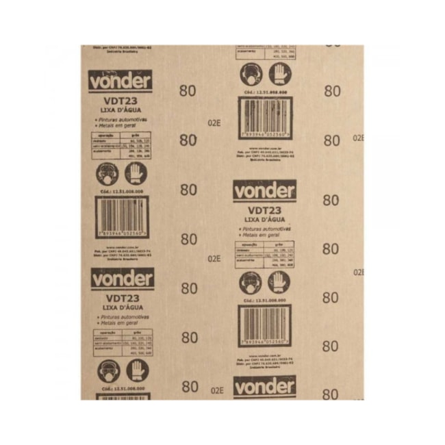 Lixa D'Água Grão 80 com 100 Peças 1251008000 VONDER-904f6965-0a19-4827-adb6-8a2f7c1b4a32
