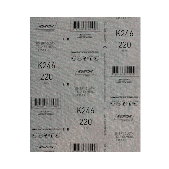 Lixa para Ferro Grão 220 Folha 225X275mm K 246 NORTON-2f8936aa-7f8d-4491-a81a-c35389252724