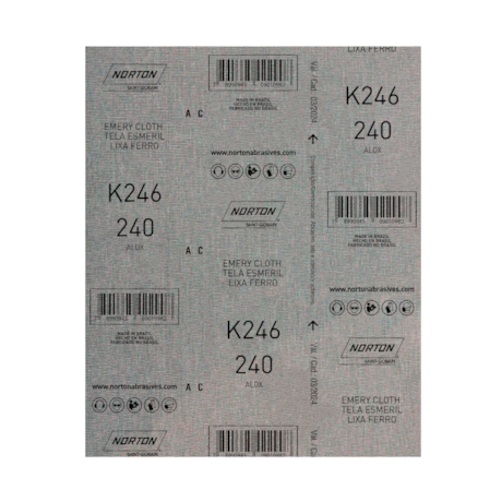 Lixa para Ferro Grão 240 Folha 225X275mm K 246 NORTON