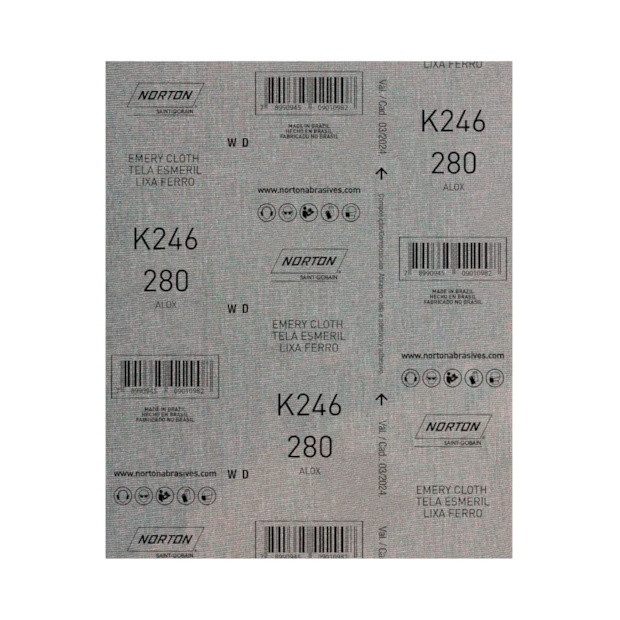 Lixa para Ferro Grão 280 Folha 225X275mm K 246 NORTON-9ea4bbc3-fc35-48b0-9f5a-a1ec437ffb40