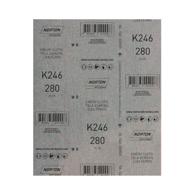 Lixa para Ferro Grão 280 Folha 225X275mm K 246 NORTON-27206ff4-f1f3-48a3-8051-89c5feb9c37d