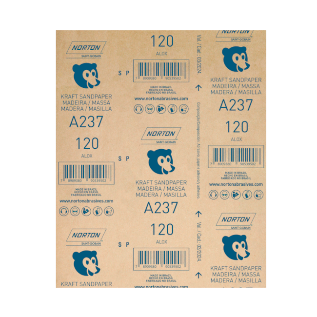Lixa para Madeira Grão 120 Folha 225X275mm A 237 NORTON-f732259f-41f5-4d5c-8b1c-d46322657392
