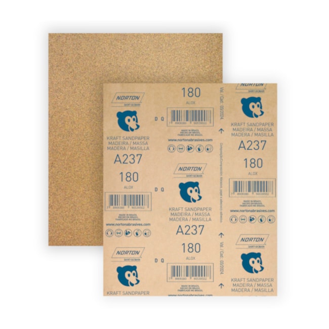 Lixa para Madeira Grão 180 225x275mm Ursinho A 237 NORTON-24764307-4996-4464-8e65-768658867dd6