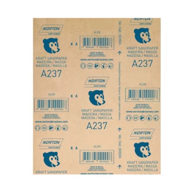 Lixa para Madeira Grão 60 225x275mm A 237 NORTON-54d0415e-1da0-4bad-9983-e5dd06951eca