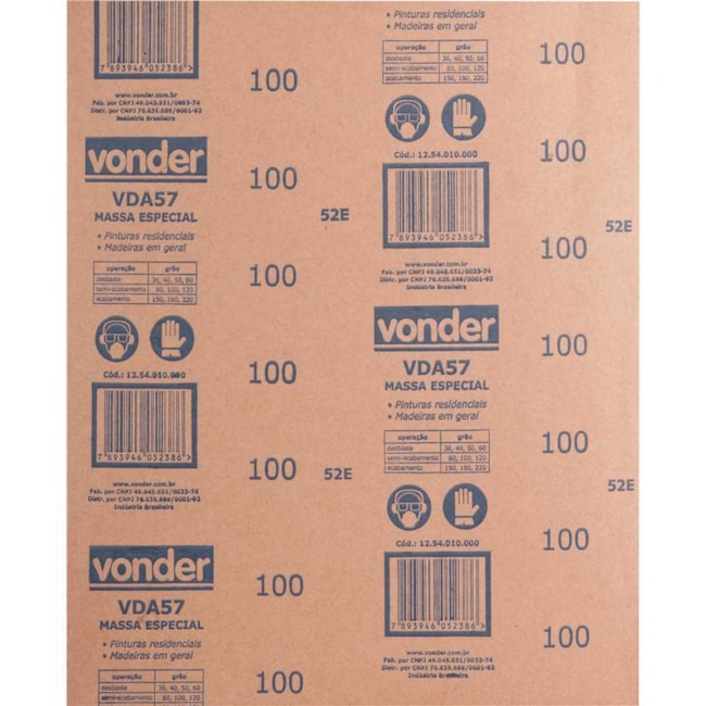 Lixa para Massa Grão 100 VDA-57 1254010000 VONDER-df79b56a-1de8-417d-b75d-856146ad2ad9