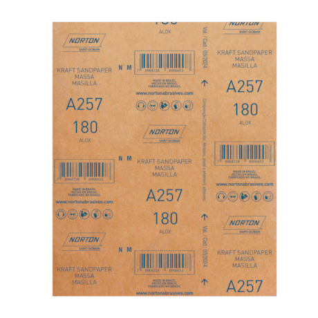 Lixa para Massa Grão 180 Folha 225X275mm A 257 NORTON-561a971f-ca18-447d-9d05-159d724cd148