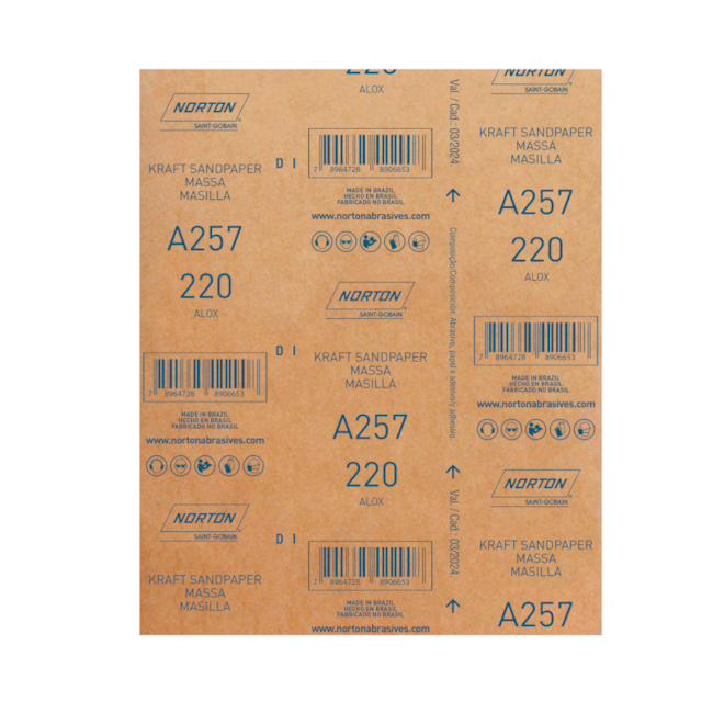 Lixa para Massa Grão 220 Folha 225X275mm A 257 NORTON-64037489-c02a-4c9c-93e8-af66107e3c99