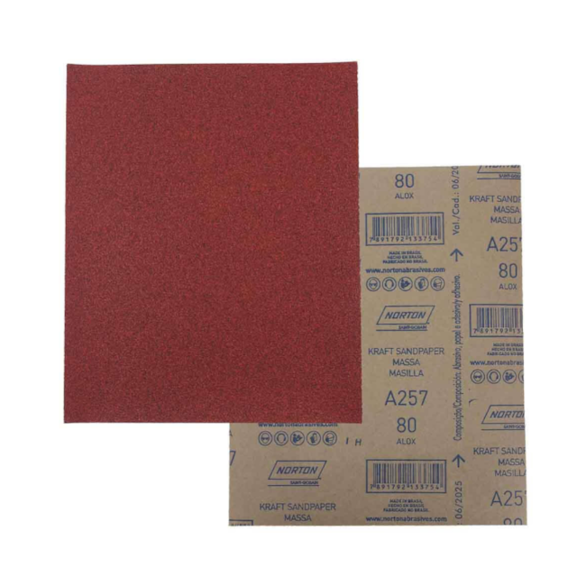 Lixa para Massa Grão 80 Folha 225X275mm A257 NORTON-e38de5f8-939d-445d-b4f8-55f701f55911