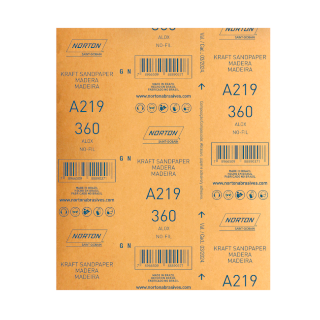 Lixa para Verniz Grão 360 Folha 22X275mm A 219 NORTON-fad34898-d768-460b-8b49-e595acbfaae0