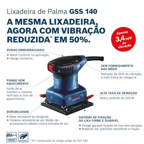 Lixadeira Orbital 140mm x 114mm 220W com 1 Lixa GSS 140 BOSCH-0332cadb-c792-4854-8ffe-20824779ab0c