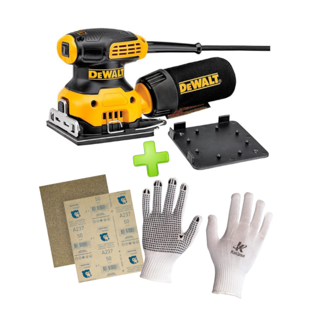 Lixadeira Orbital 230W + 20 Lixas para Madeira + Luva de Helanca DEWALT-19bfe45e-2a5a-4545-9549-4f85bf55e2d2