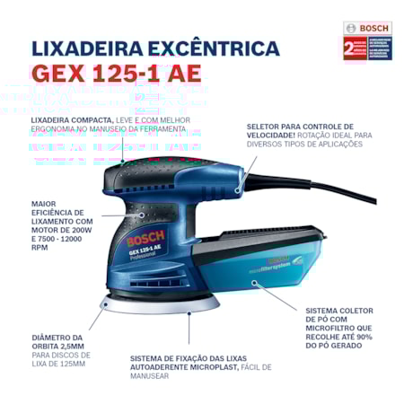 Lixadeira Roto Orbital 250W GEX 125-1 AE BOSCH-9b49fa8a-e3e0-48c4-a3e3-69610e3c685d