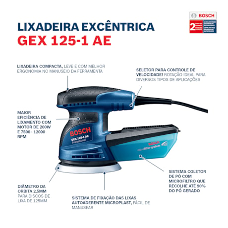 Lixadeira Roto Orbital 250W GEX 125-1 AE BOSCH-25b74d9a-4ad0-4842-8ed9-30826cee80a7