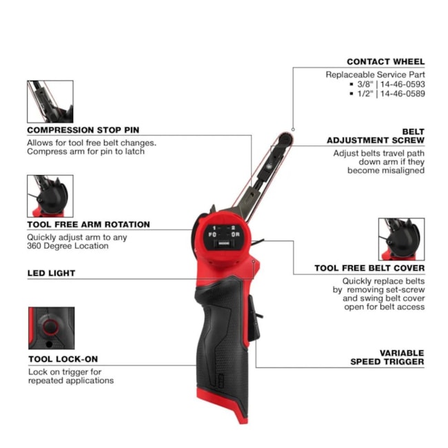 Lixadeira Roto Orbital com Cinta Abrasiva 3/8