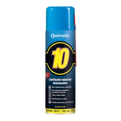 Lubrificante Industrial Não Oleoso Aerosol 300mL QUIMATIC 10 AA1