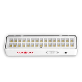 Luminária de Emergência 30 LED Mini Bivolt Bateria de Lítio 01987A OUROLUX