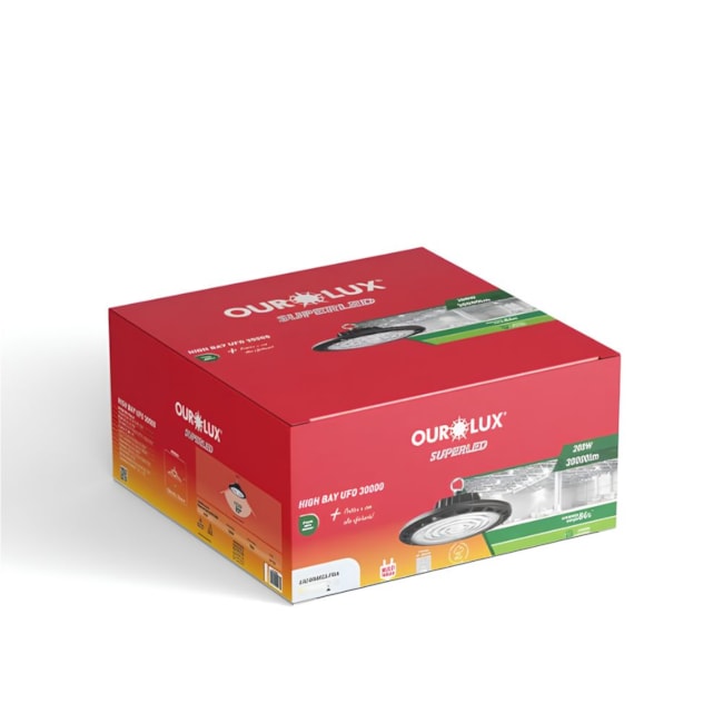 Luminária High Bay UFO 200W 6500K 150lm/W OUROLUX-54c68745-2f94-4105-b61d-02be526bec91