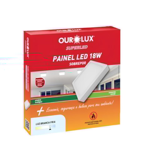 Luminária LED Sobrepor Painel Quadrado 18W 223x223mm 6400K Bivolt 03215 OUROLUX-0aee89d5-856c-4357-b62f-72f6304c34c5