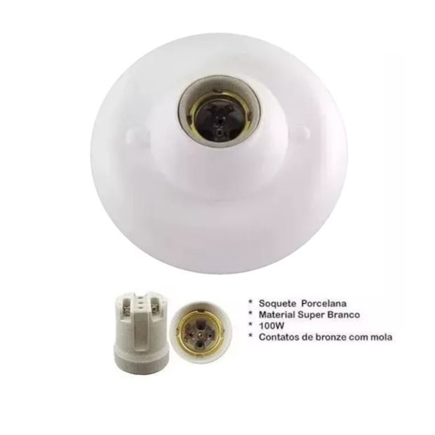 Luminária Plafon Bocal Porcelana E27 100W Branca 251291 INTERNEED-0e3c0cf8-014b-468e-88d9-fe31939f292c