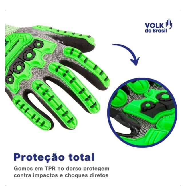 Luva Anti Corte Tricotada Nitrílica Dorso Emborrachado CA 42941 IMPACTO CUT R2 VOLK-4222d97d-af58-4689-b94e-233d37e37e78