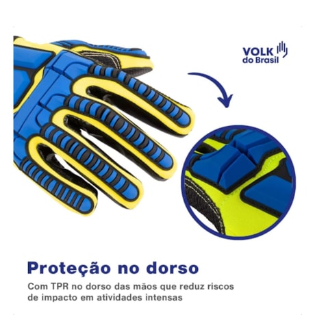 Luva de Couro Sintético Aramida para Impactos Cortes e Riscos Tam EG CA 43109 IMPACTO CUT R3 VOLK-1792d4f4-a07a-4d91-a3a8-f514c76ed563