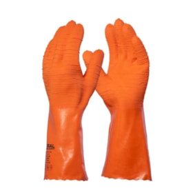 Luva de Malha Algodão com Látex Corrugada Laranja DA-SL530 DANNY