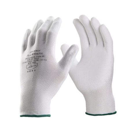 Luva de Nylon Palma Poliuretano Branca Tamanho G CA 29017 DA12100-G-BR FLEXTACTIL DANNY