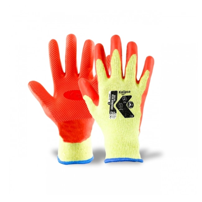 Luva de Proteção Ecológica em Poliéster e Látex Tamanho G CA 50681 ORANGE ECO KALIPSO-103eb0c6-957a-42a3-a2a3-bdf7c74ecf95
