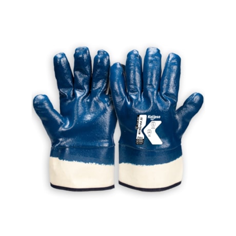Luva de Proteção Nitrílica Azul com Punho de Lona CA 48701 NITRILI-KA 35 KALIPSO