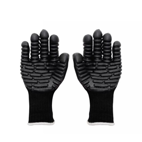 Luva de Segurança Antivibração em Fibras Naturais e Sintéticas Emborrachada Preta CA 38257 GORILA VOLK