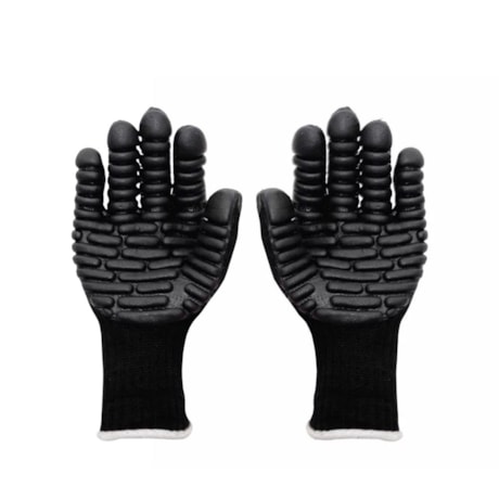 Luva de Segurança Antivibração em Fibras Naturais e Sintéticas Emborrachada Preta CA 38257 GORILA VOLK