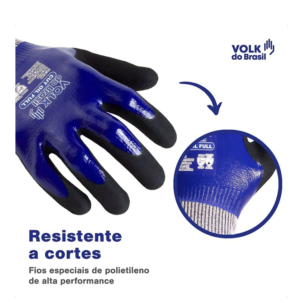 Luva de Segurança Polietileno Nitrílica Anti Corte CA 36848 CUT