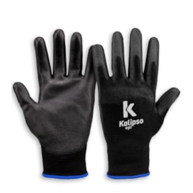 Luva de Segurança Tricotada em Nylon CA 15272 PU PRETA KALIPSO