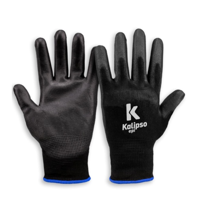 Luva de Segurança Tricotada em Nylon CA 15272 PU PRETA KALIPSO-8c730ded-f930-41e6-817e-4a2c4a5513ae