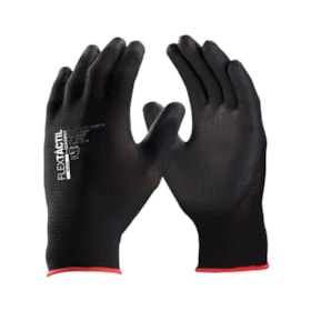 Luva de Segurança Tricotada em Nylon PU Preta CA 29014 DA-12.100PT FLEXTACTIL DANNY