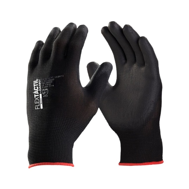 Luva de Segurança Tricotada em Nylon PU Preta CA 29014 DA-12.100PT FLEXTACTIL DANNY-15683821-47db-4596-a27e-2855d7f107a5