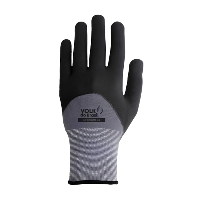 Luva de Segurança Tricotada Nylon Nitrílica Preta e Cinza CA 37168 MICROFOAM 3/4 VOLK-cc346e9d-542b-4e5e-9719-2925822ab097