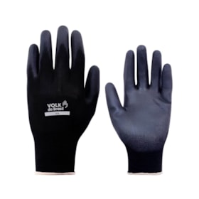 Luva de Segurança Tricotada Poliamida Elastano Revestimento PU Preta CA 30916 TATIL BLACK VOLK