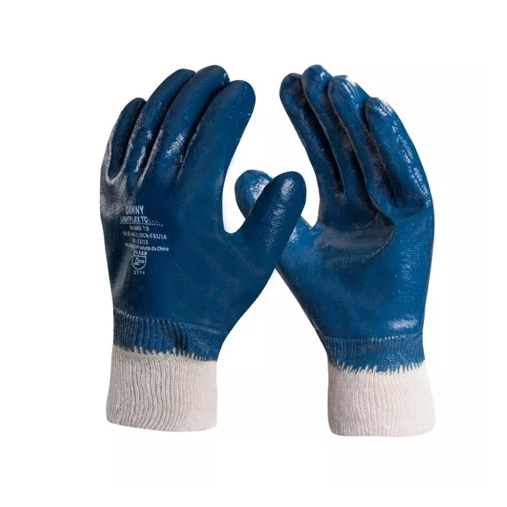 Luva Nitrílica Azul com Punho de Malha CA 43319 DA26602 LIGHTFLEX